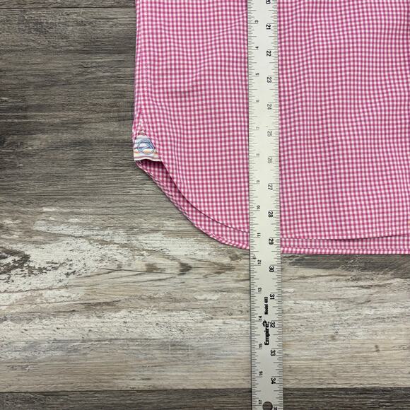 Hammer Made Pink White Gingham Plaid Mens M Button Down Long Sleeve Dress Shirt - Picture 7 of 11